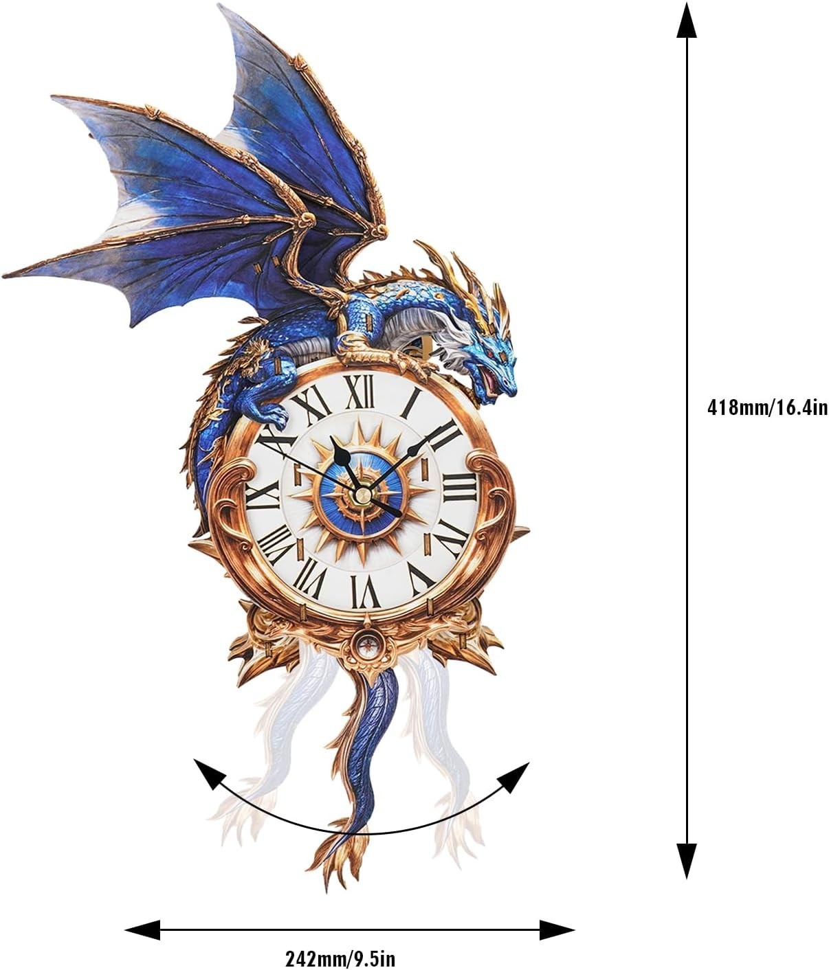 3D Wooden Blue Dragon Puzzle Clock DIY Kit for Home Decor 242x69x418mm