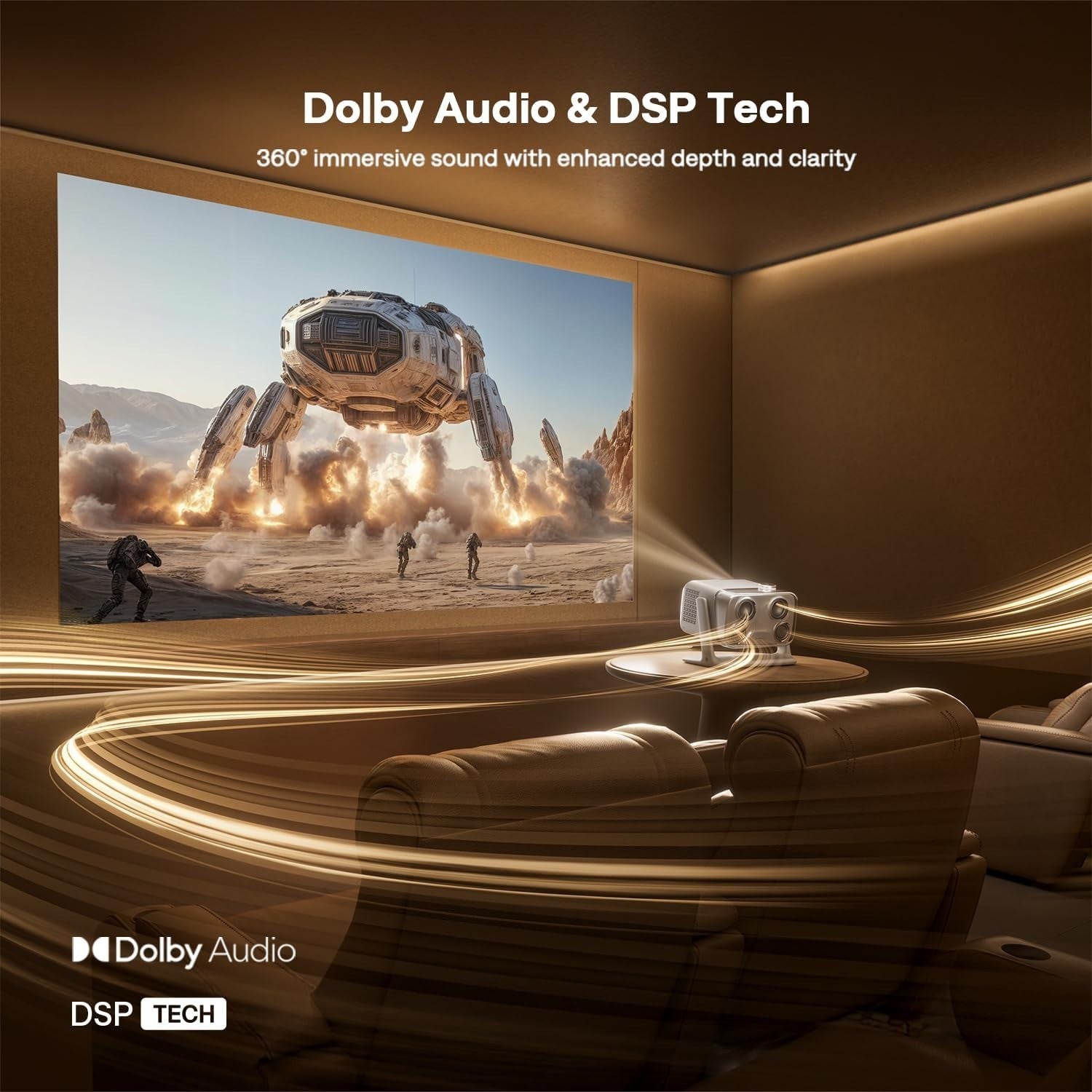 Google TV 1080P Projector 500 ANSI Dolby 20W WiFi Bluetooth 4K
