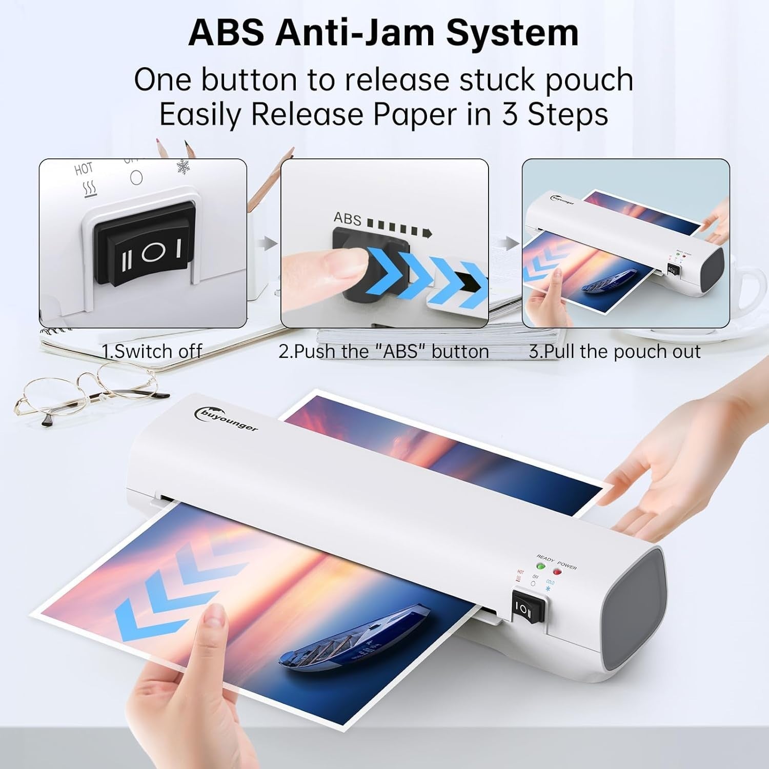 A4 Laminator Machine 1min Fast Warm Up Hot & Cold + Pouches