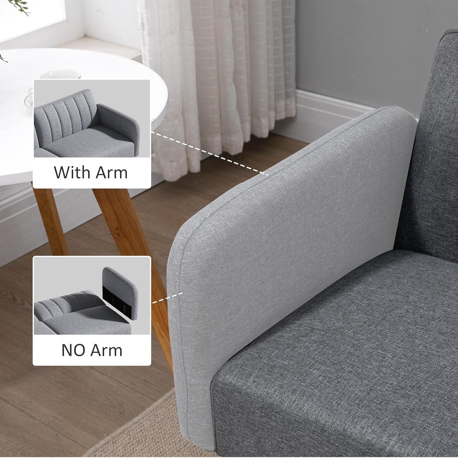 2-Seater Click Clack Sofa Bed Grey Linen Split Back Guest Couch Small Room