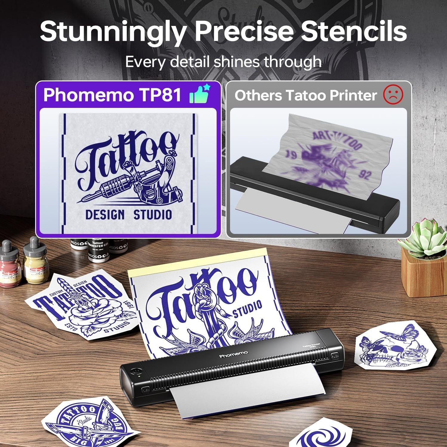 A4 Tattoo Stencil Printer Black Wireless Thermal Transfer Kit