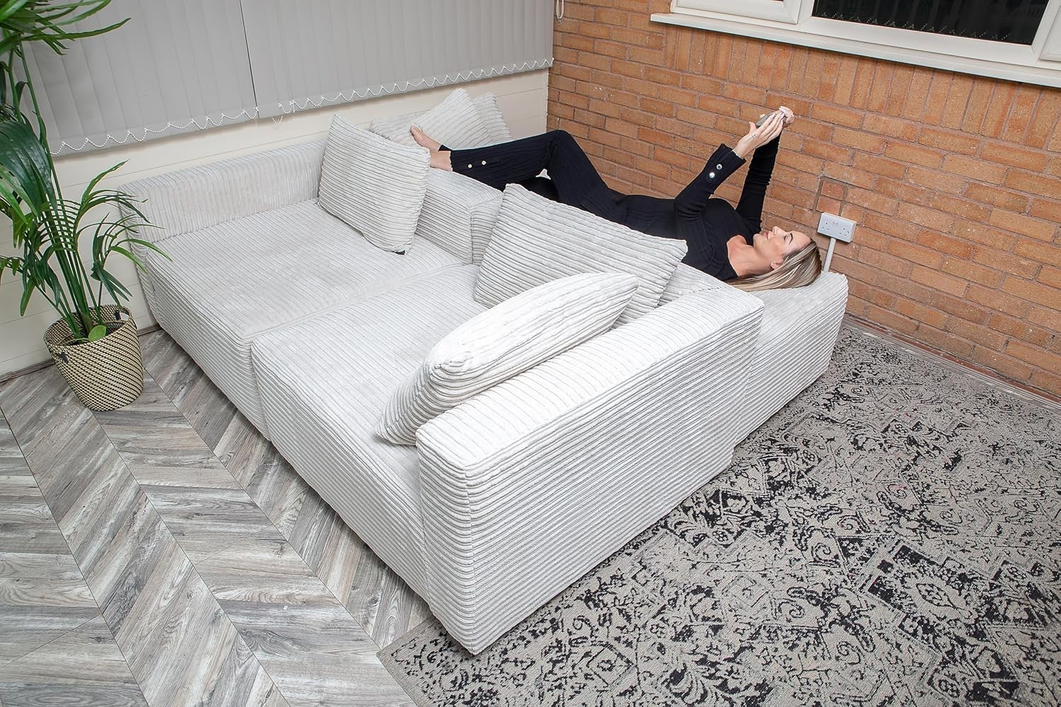 Modular L-Shaped 4-Seater Sofa Bed | Jumbo Cord, Deep Seats, Durable Frame
