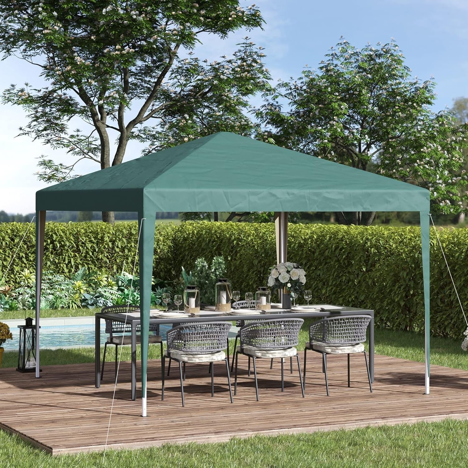 3x3m Pop Up Gazebo Waterproof Adjustable Party Tent w/ Bag Green