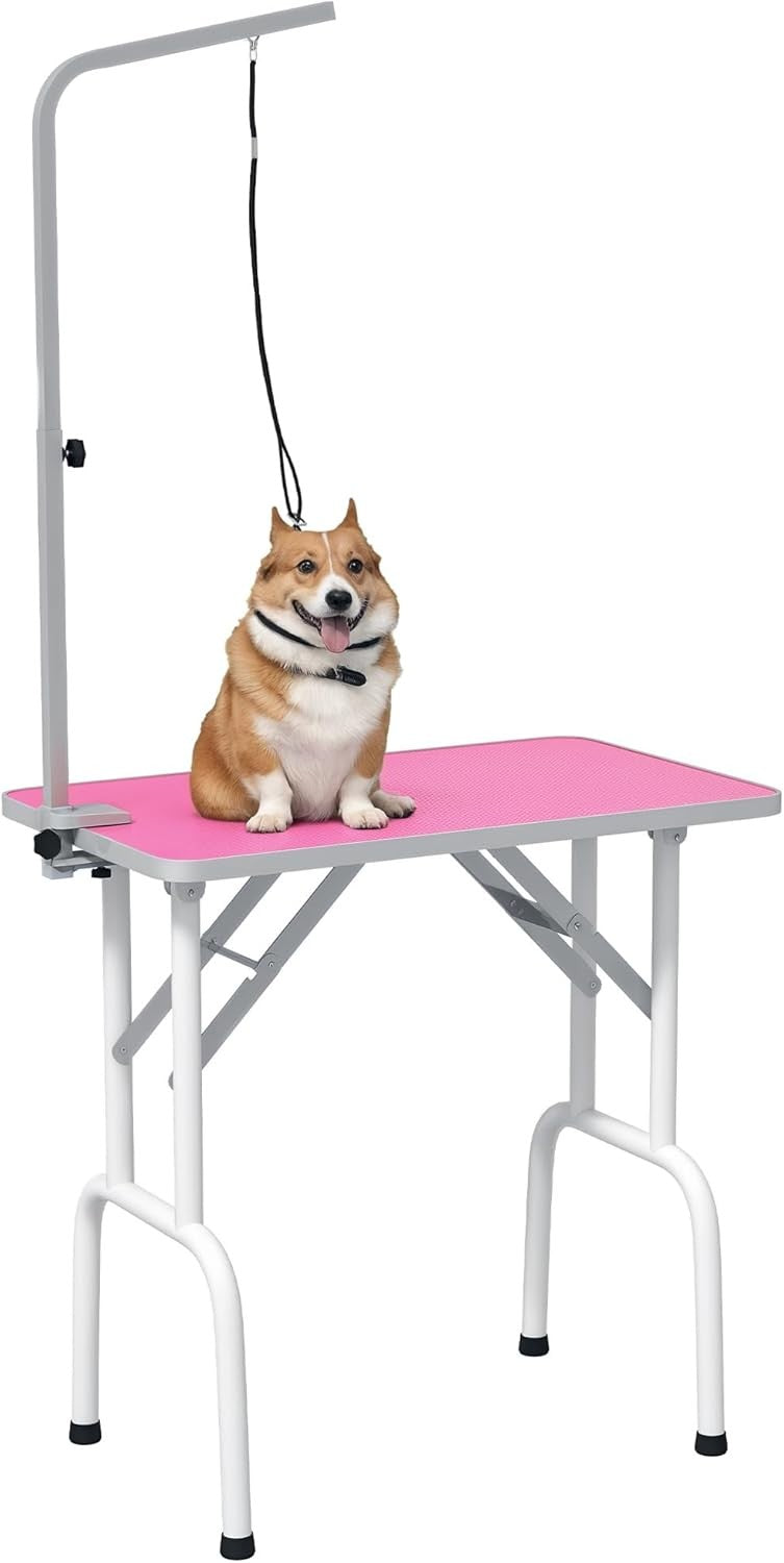 32in Foldable Dog Grooming Table Non Slip Rubber Top Adjustable Arm