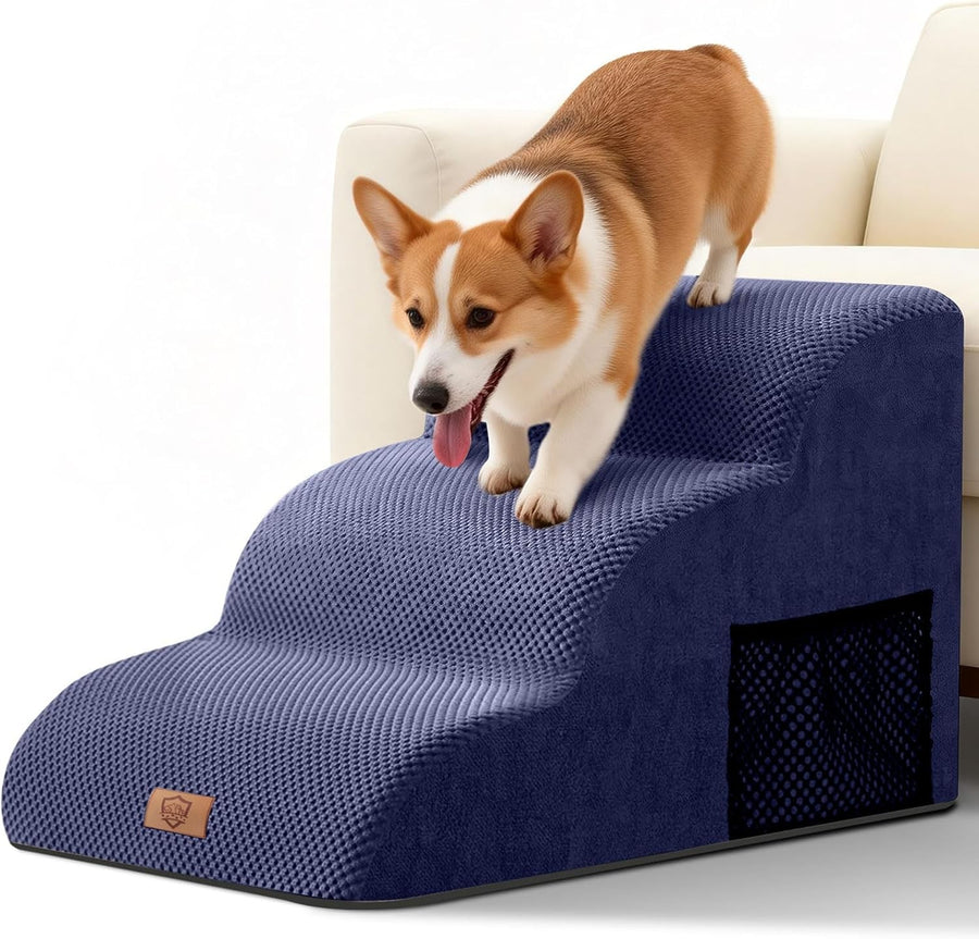 Dog Steps for Bed 3 Step Waterproof Pet Stairs Ramp 60x40x40cm Blue