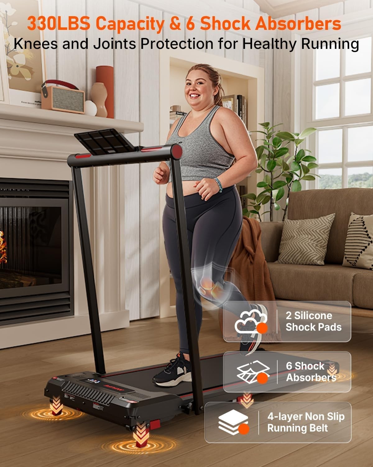 Compact Under Desk Treadmill 2.5HP Incline Walking Pad 330lbs Capacity