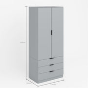 Grey 2 Door Wardrobe with Drawers & Rail – Bedroom Storage Cabinet Unit