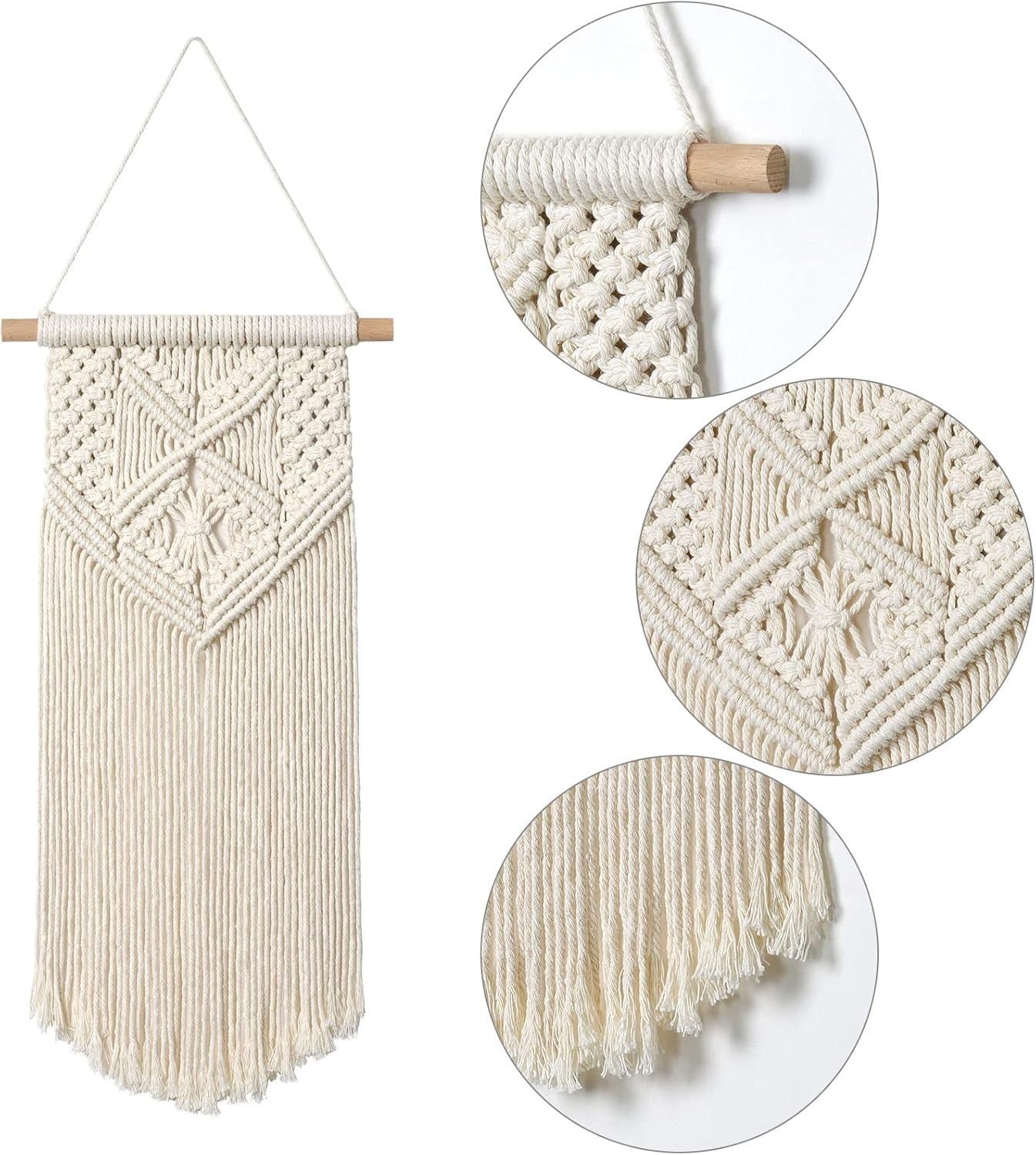 3pcs Boho Macrame Wall Hanging Cotton Woven Tapestry Decor