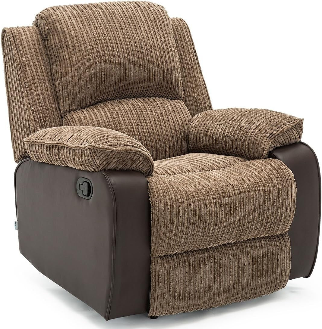 Recliner Armchair Faux Leather Jumbo Cord Lounge Chair for Home Comfort
