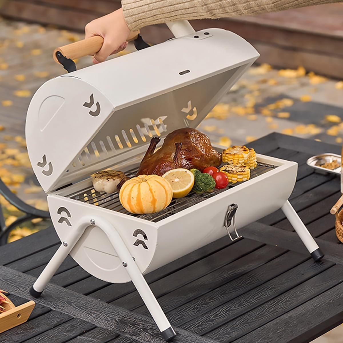 Portable Stainless Steel Charcoal BBQ Grill Foldable Double-Sided