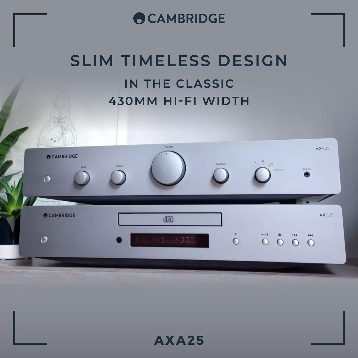Integrated Stereo Amplifier 25W HiFi Tone Control 4 Input Compact AXA25