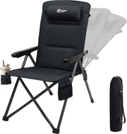 Reclining Folding Camping Chair Padded Heavy Duty 160KG XL with Cup Holder