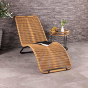 Rattan Garden Sun Lounger Bed – Steel Frame, Outdoor Patio Chair 161cm