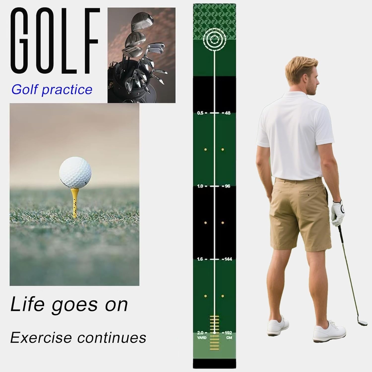 Golf Putting Practice Mat Indoor Outdoor Slim Training Green Distance Control