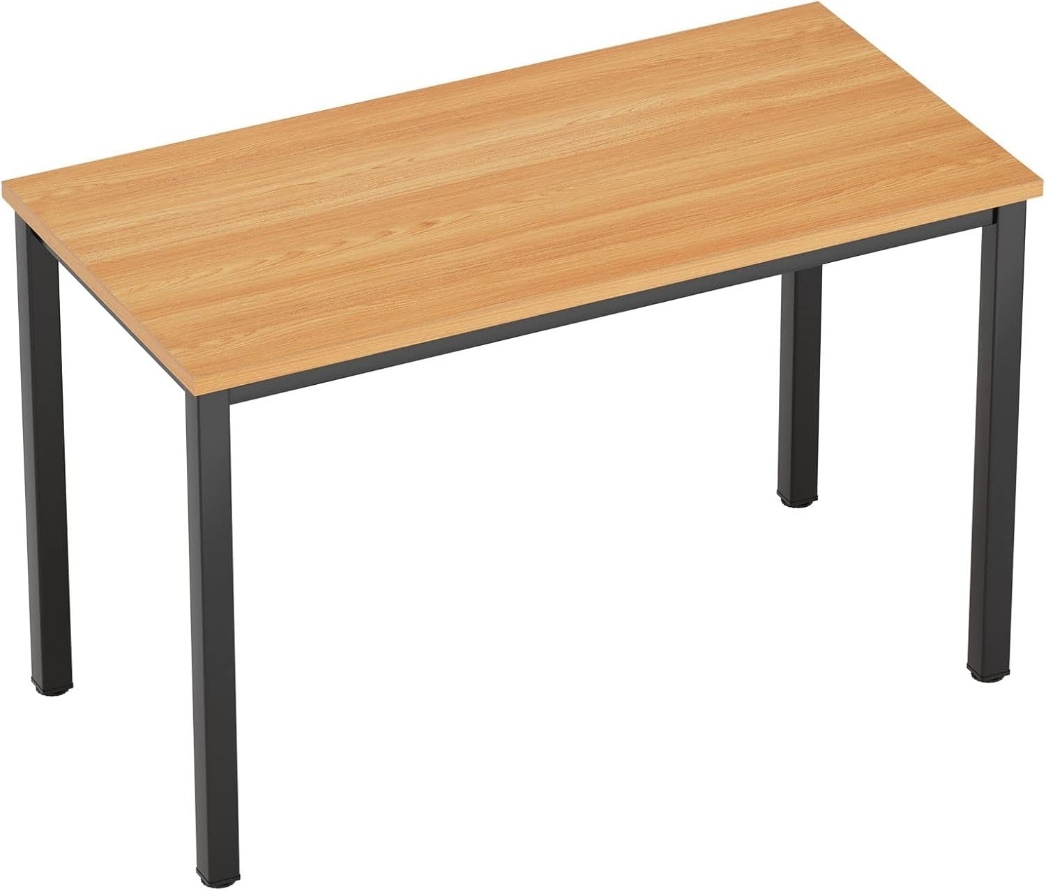 Teak & Black Computer Desk 80x40 cm Metal Frame Home Office Table