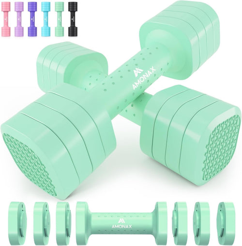 Green Adjustable Dumbbell Pair 2–5lb 4-Level Quick Lock Non-Slip Home Gym