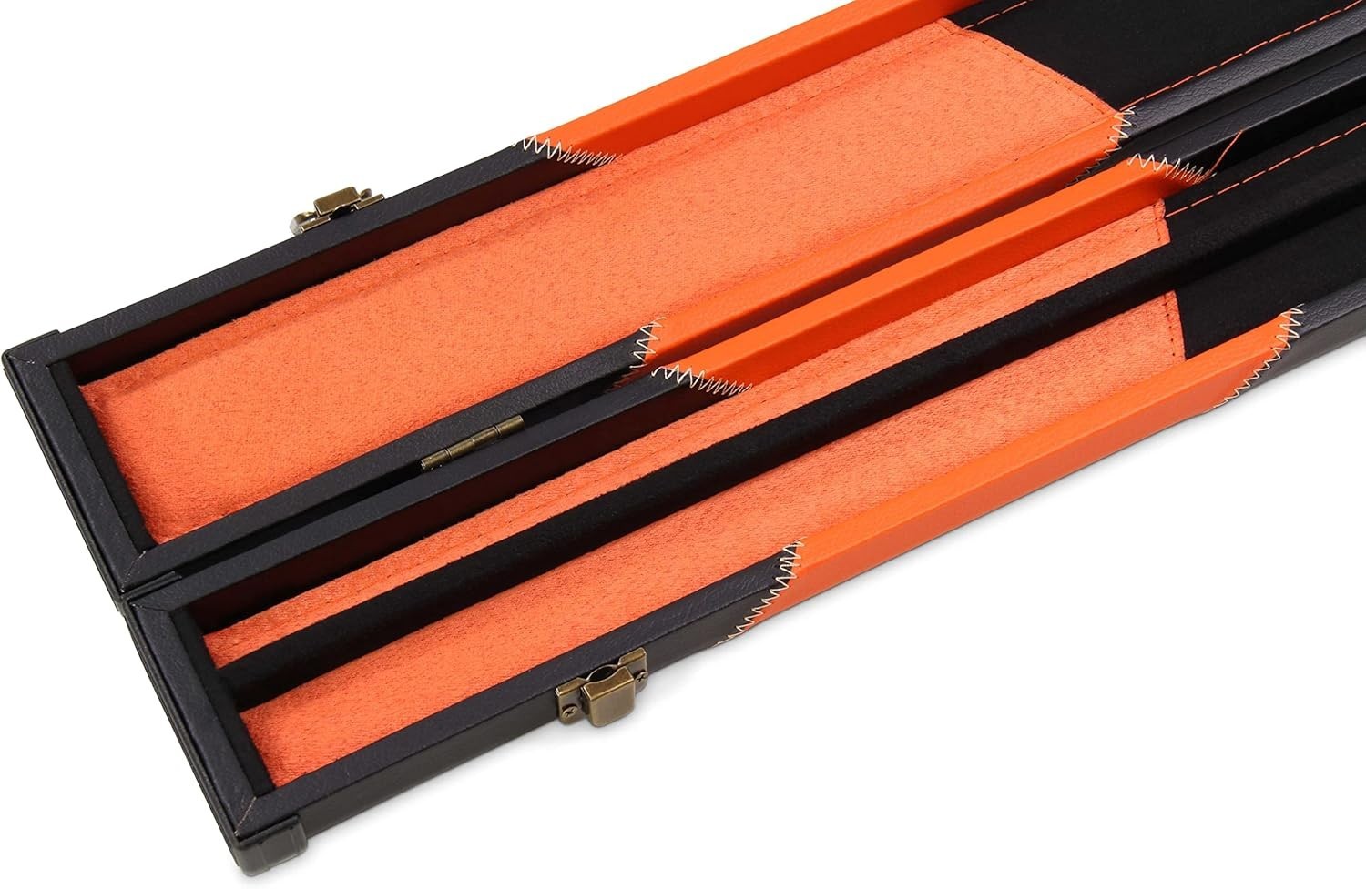 Orange Hard Cue Case Snooker Pool 2 Piece Centre Joint Deluxe
