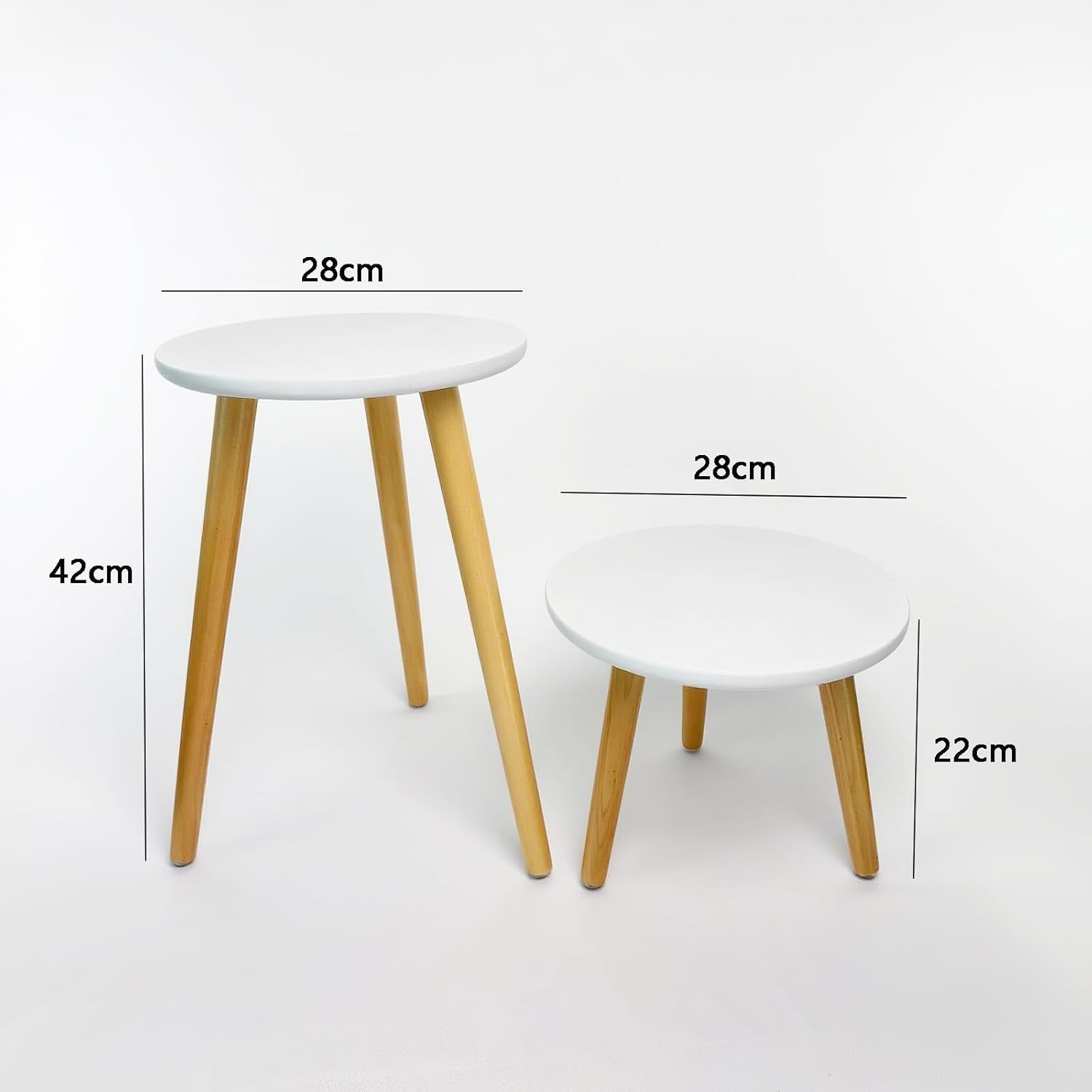 Wooden Plant Stands | White Round Flower Pot Tables for Modern Home Decor