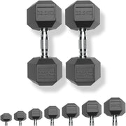 65kg Dumbbell Pair 2x32.5kg Rubber Hex Weights Commercial Home Gym