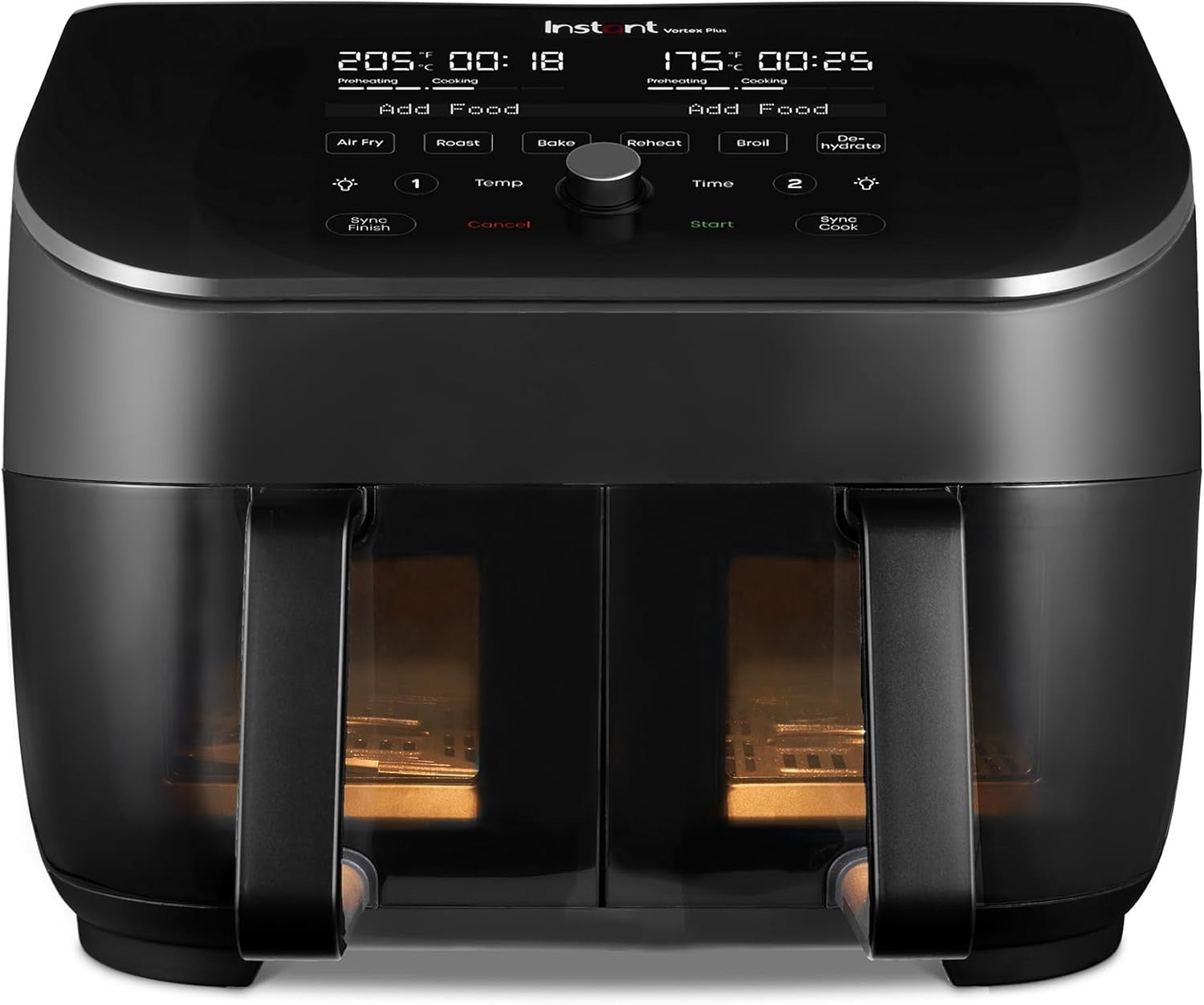 Dual Basket Air Fryer 7.6L ClearCook Window Sync Finish 8 Programs 1700W