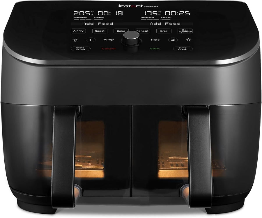 Dual Basket Air Fryer 7.6L ClearCook Window Sync Finish 8 Programs 1700W
