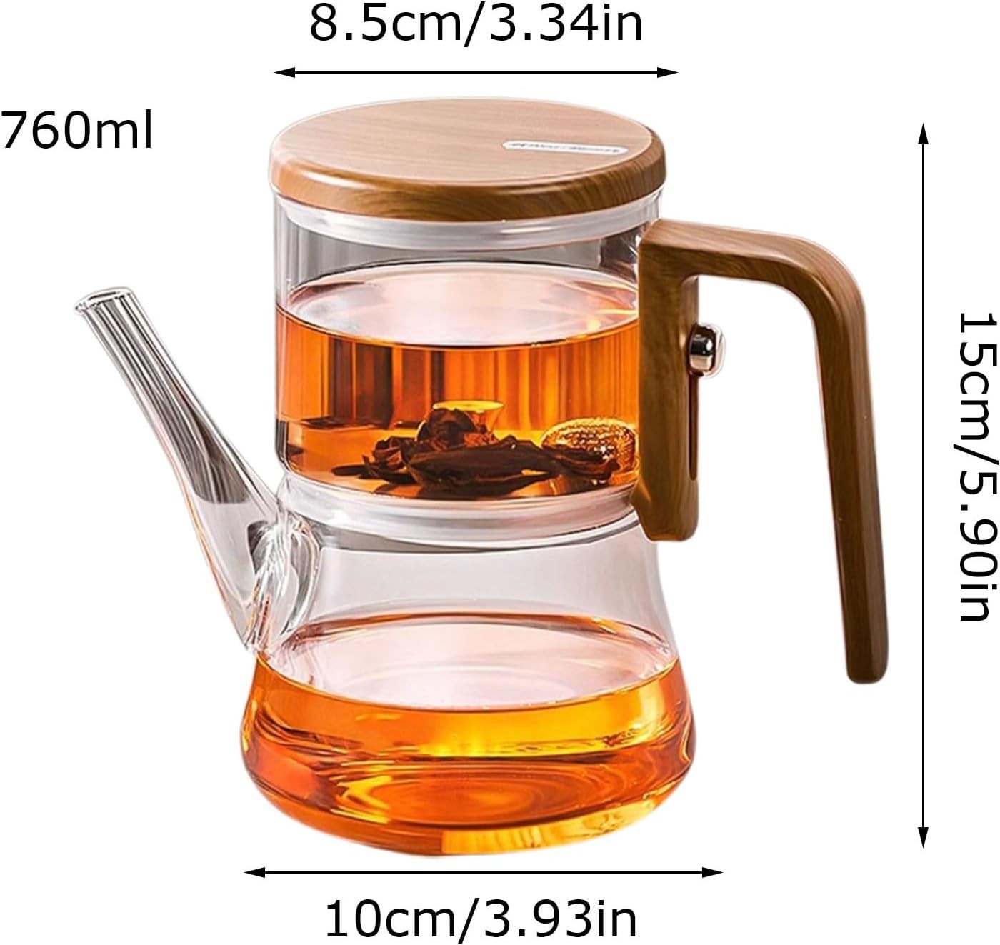 Glass Teapot with Removable Infuser Water Separation Tea Pot 600ml