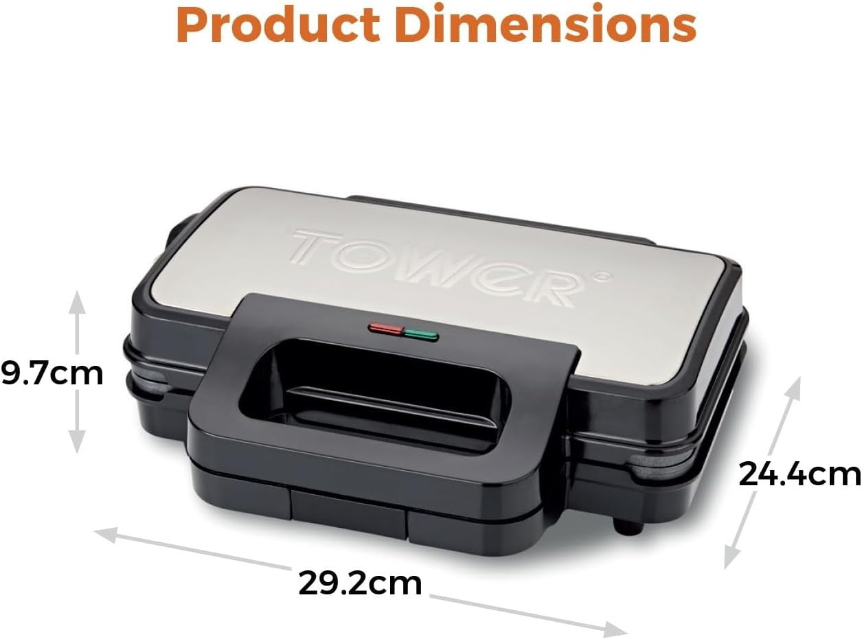 Deep Fill Sandwich Maker 900W Stainless Steel Non-Stick Toastie Grill