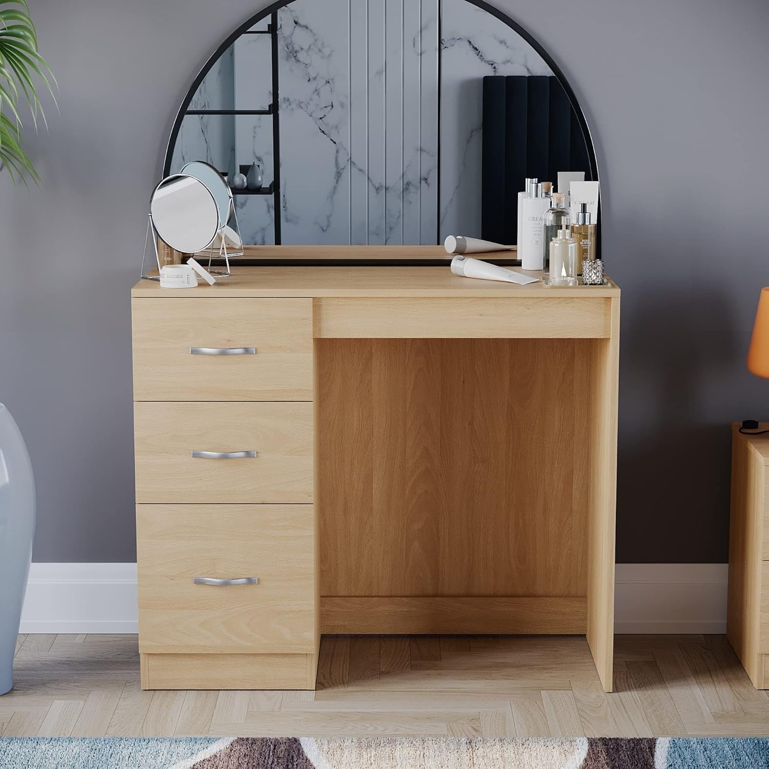 3-Drawer Dressing Table Vanity Desk Makeup Station Storage Chest Bedroom