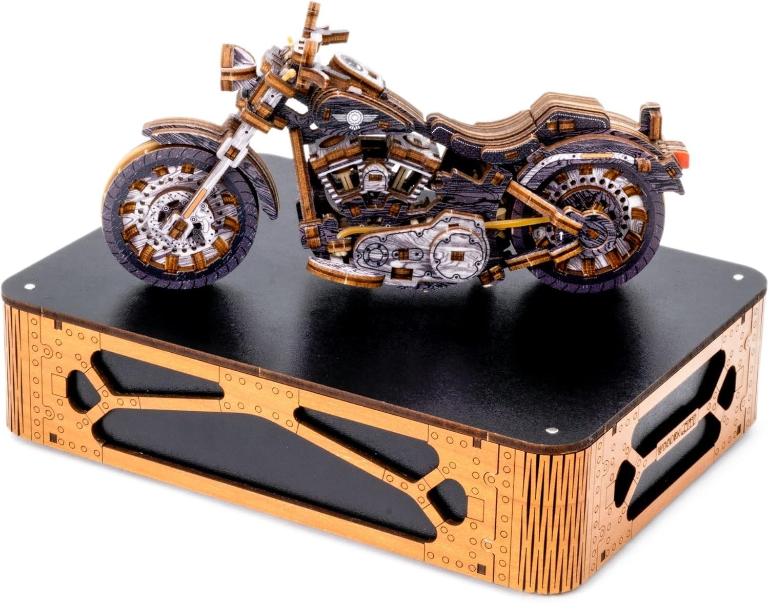 Wooden Motorcycle 3D Puzzle Kit | 1:13 Scale V-Twin Cruiser Model Gift