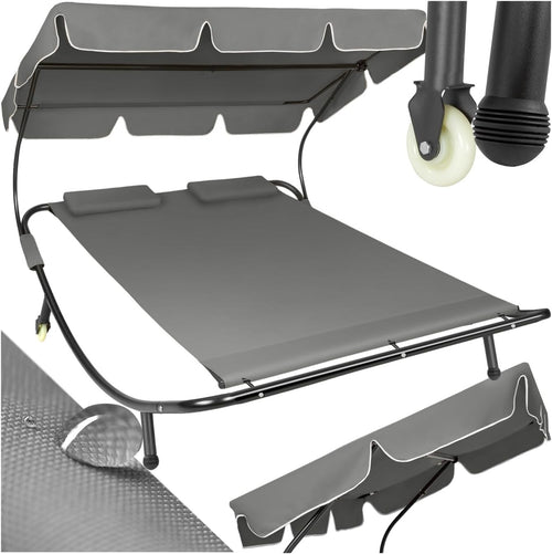 Luxury Double Garden Hammock Bed with Canopy & Wheels – 250kg Load, Black
