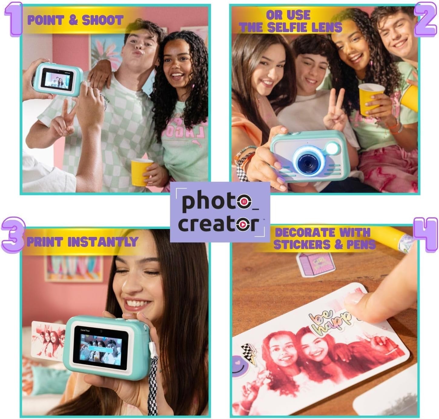 Kids Instant Print Camera 32MP Touchscreen Selfie Camera 100 Photos