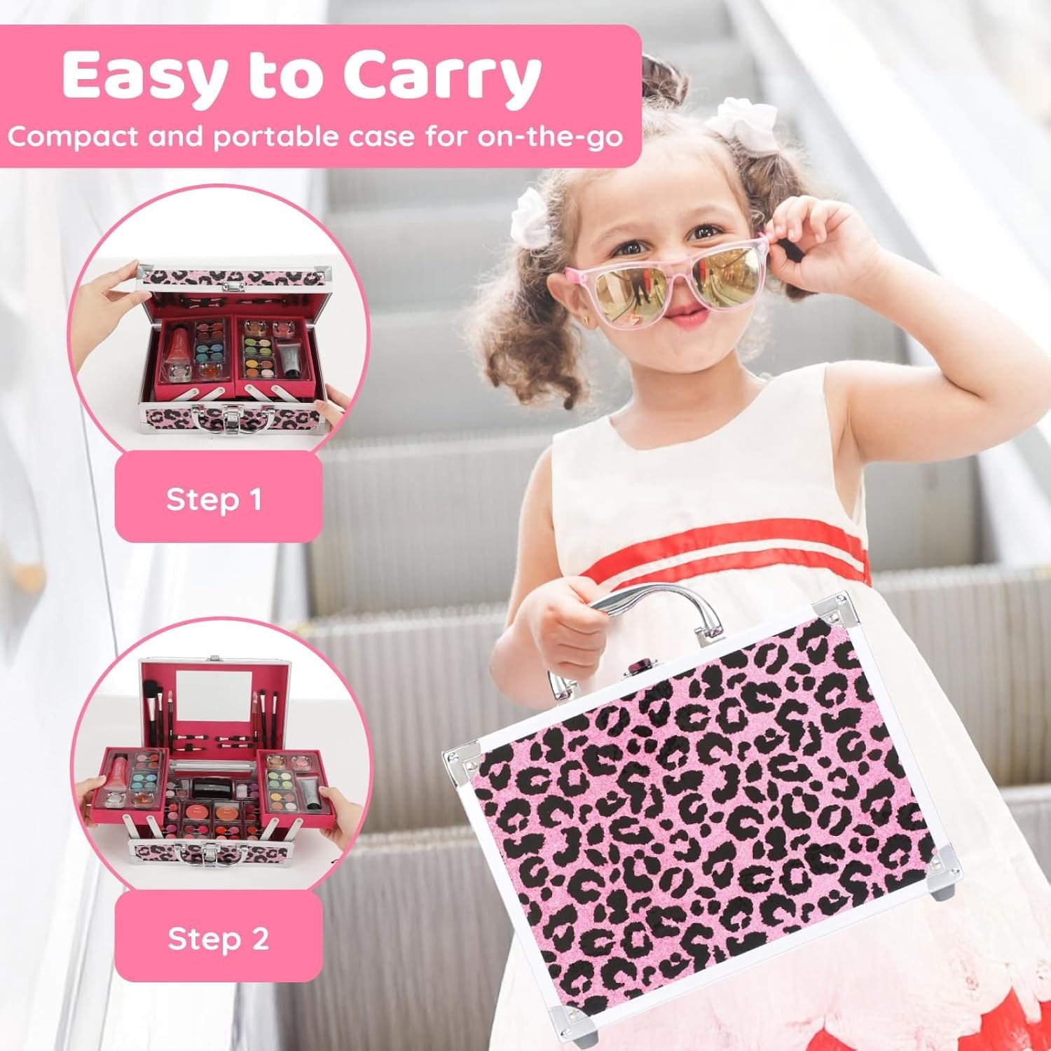 34pc All in One Makeup Kit Leopard Folding Case Set