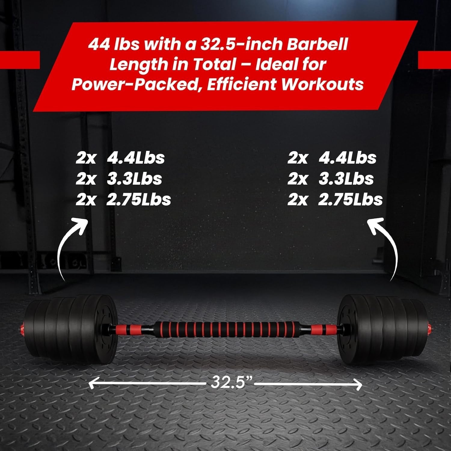 40kg Adjustable Dumbbell Barbell Set Non Slip Compact Home Gym Weights