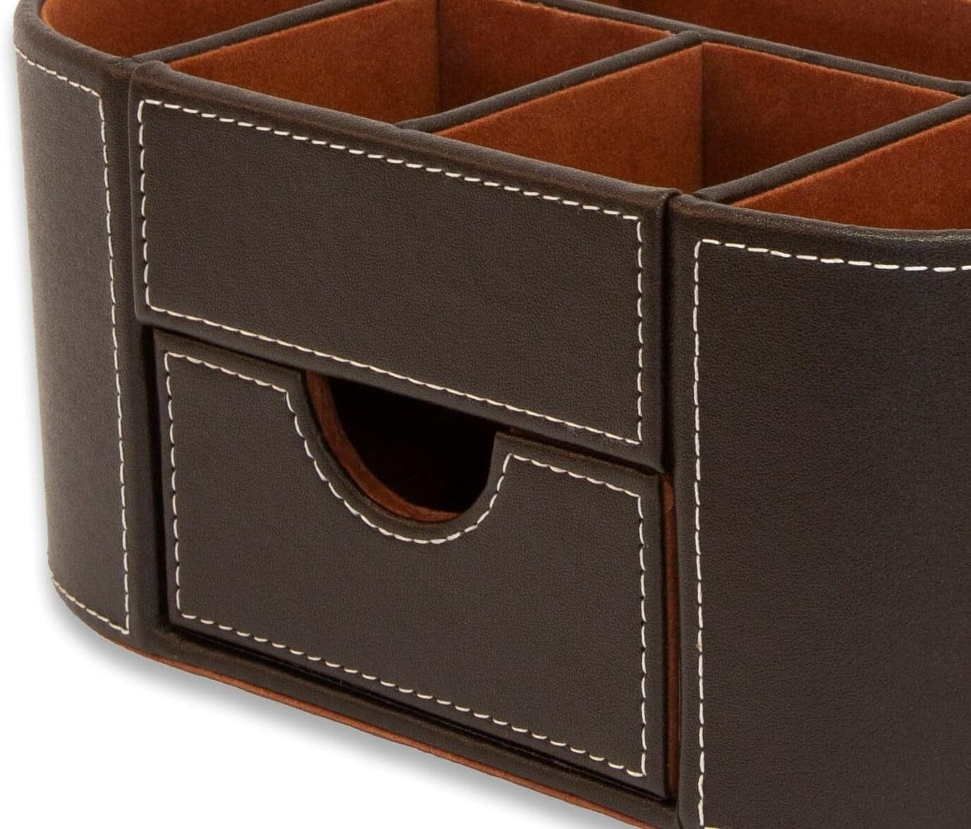 Faux Leather Desk Organiser 6 Compartments Drawer Office Tidy 3-Pack