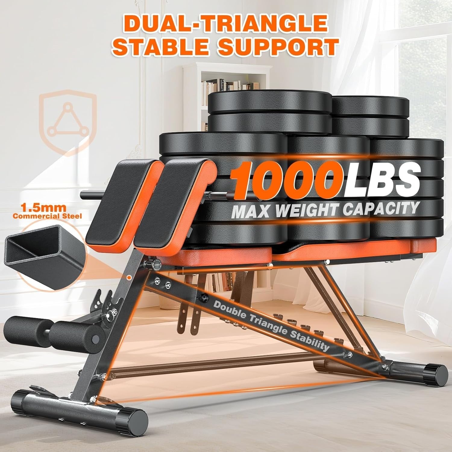 All-In-One Hyperextension Roman Chair Bench 1000lb Home Gym
