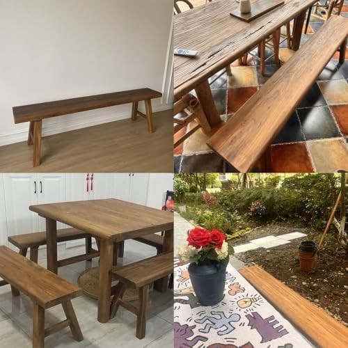 Solid Wood Farmhouse Bench - Indoor Dining & Entryway Seat Armless, Short Height
