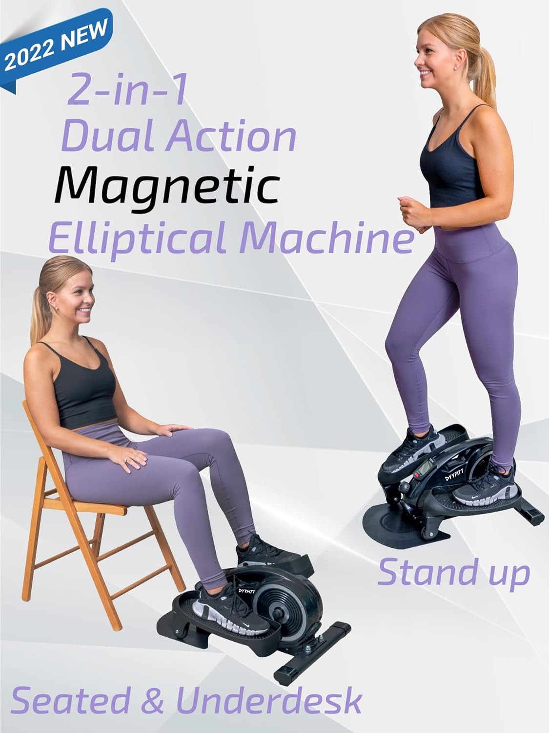 Under Desk Elliptical Pedal Exerciser Adjustable Resistance Quiet Leg Trainer