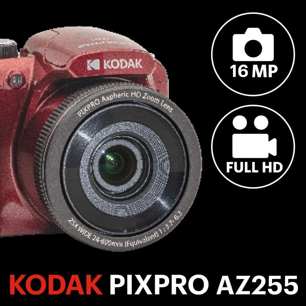 16MP Bridge Camera 25X Optical Zoom HD Video Wide Angle Red Camera