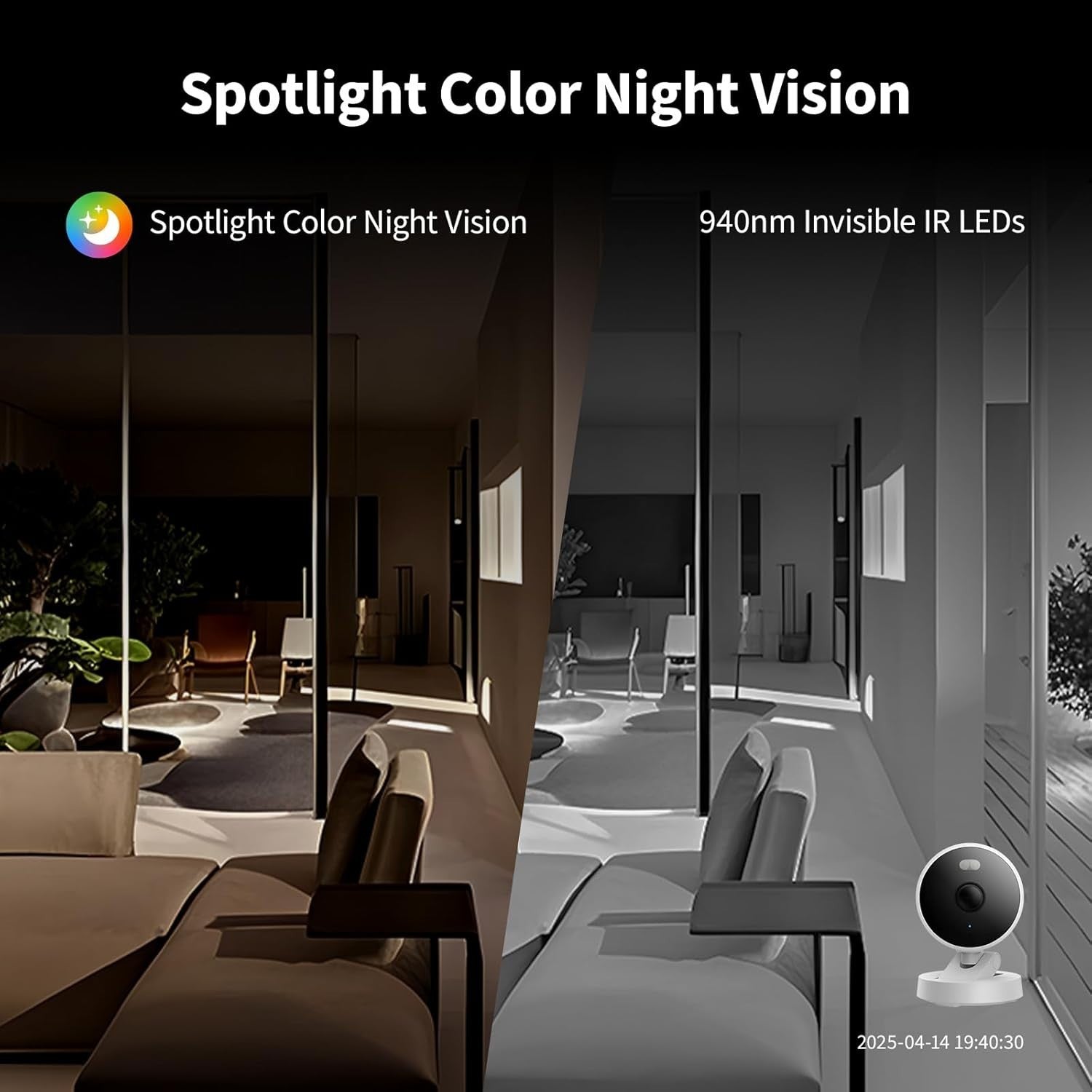 2K Indoor Outdoor Security Camera WiFi 6 AI Detection Night Vision