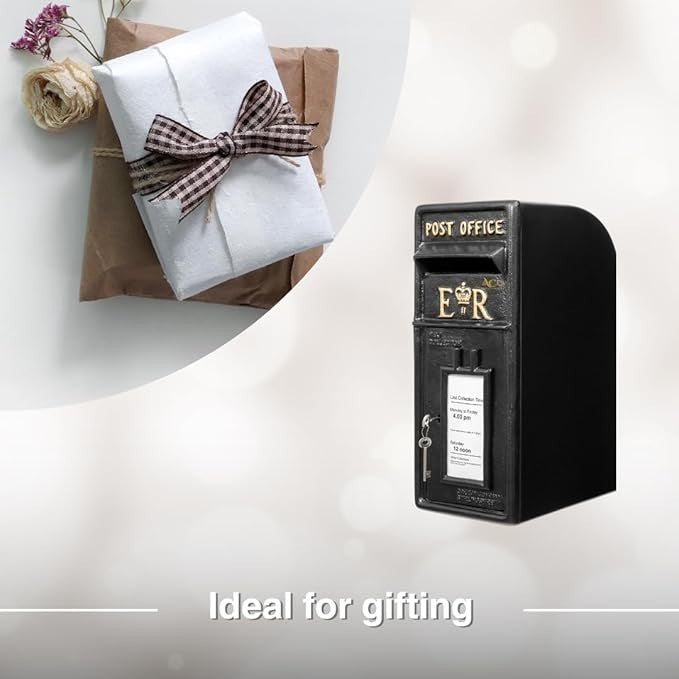 Lockable Cast Iron Wall Post Box Black – Secure Mailbox, Weatherproof, Gift-Read