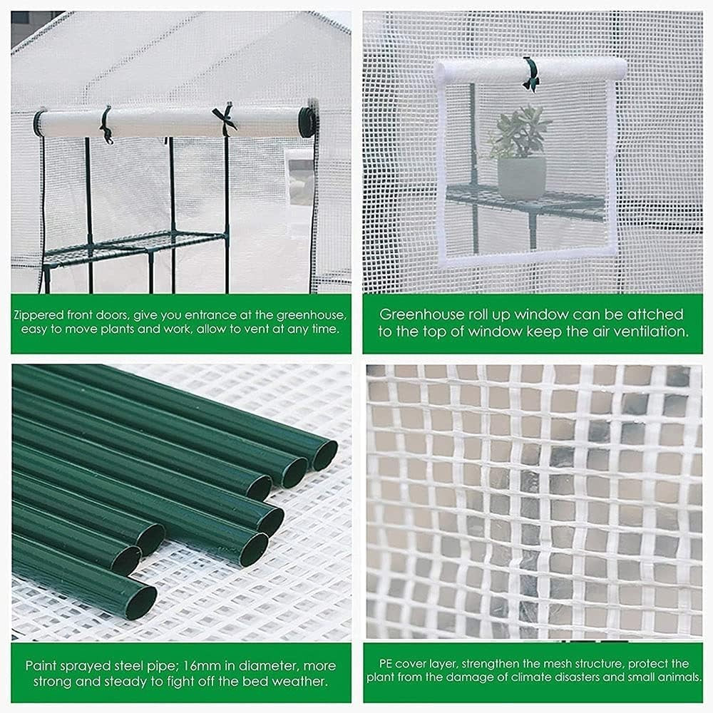 Walk-In Greenhouse 4 Shelves Waterproof PVC Cover 56x29x77in | Reinforced Frame