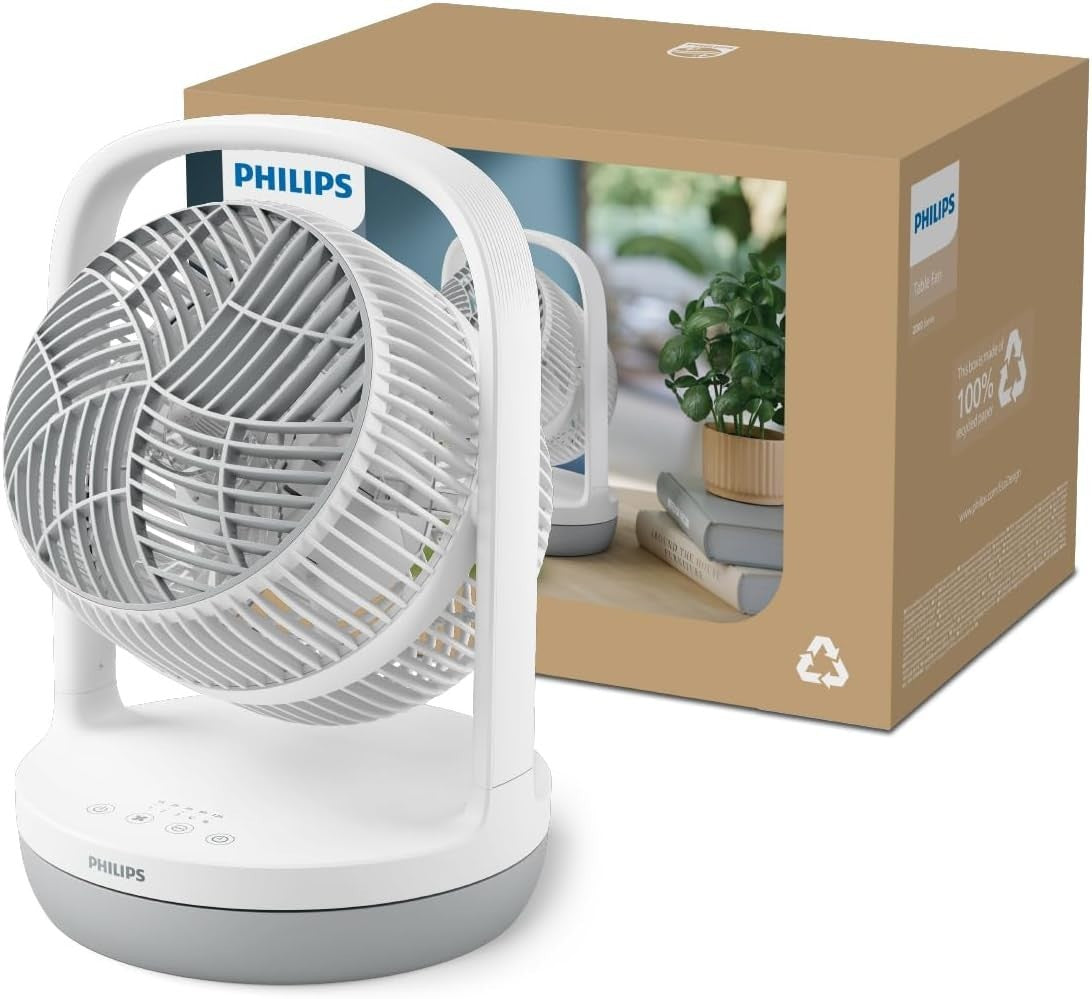 Silent Table Fan – 3 Speed 180° Adjustable Air Circulator Ultra Quiet Cooling