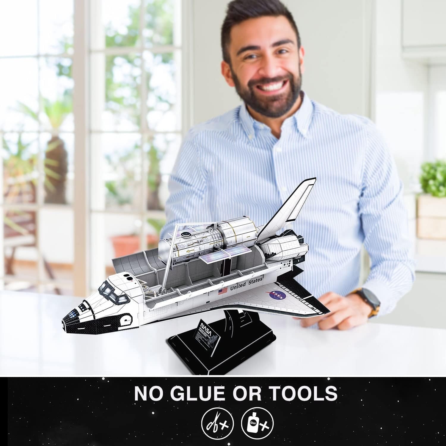 3D Space Shuttle Puzzle Model Kit - Educational, 126 Pieces, 33.5x49cm