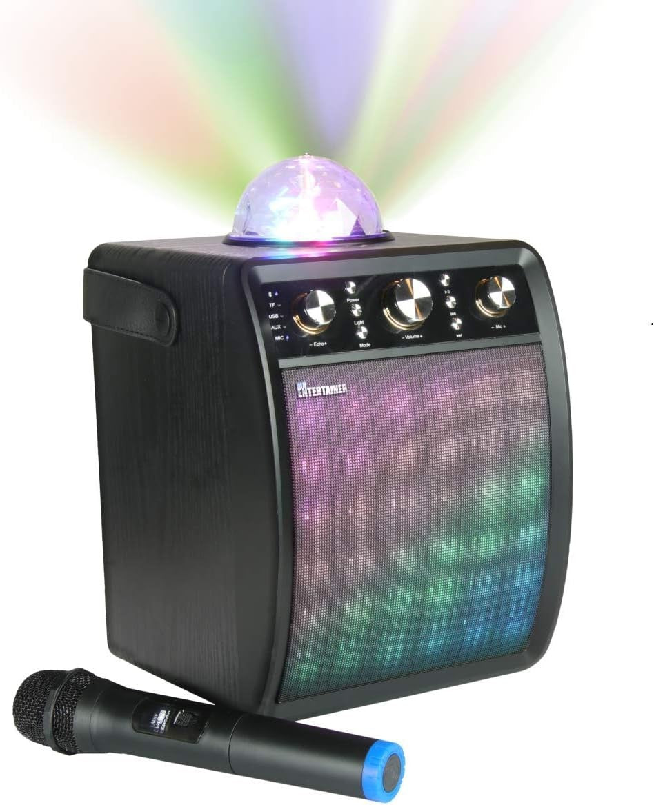 Portable Karaoke Machine with Wireless Mic & Disco Party LED
