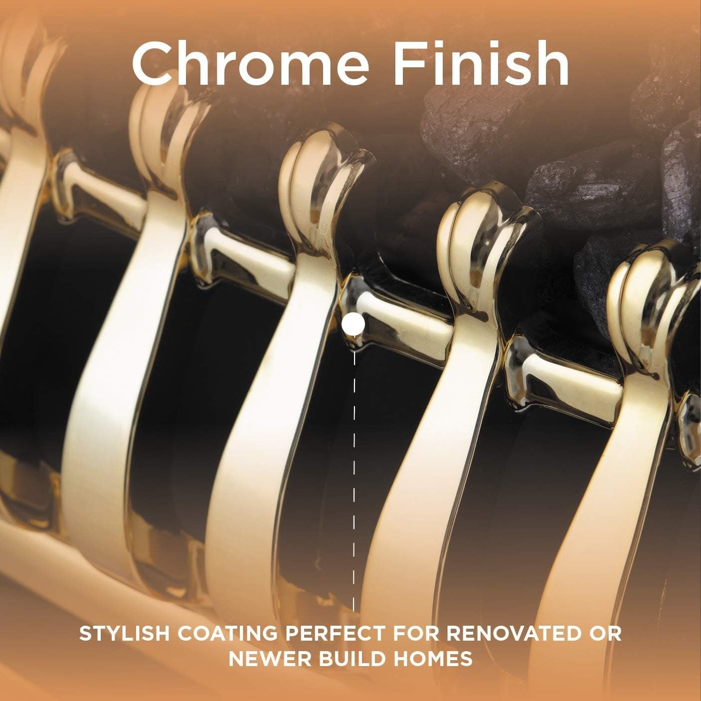 2kW LED Electric Fireplace Insert Remote Control Brass Chrome Finish