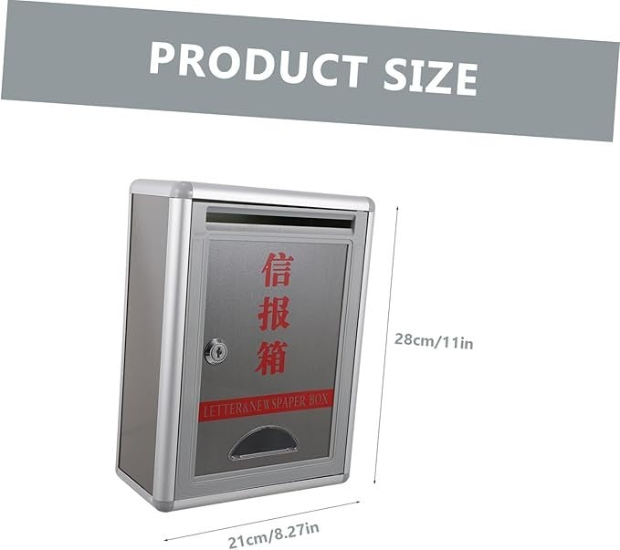 Lockable Wall Mount Mailbox Large A5 Capacity Durable Silver Post Box Outdoor