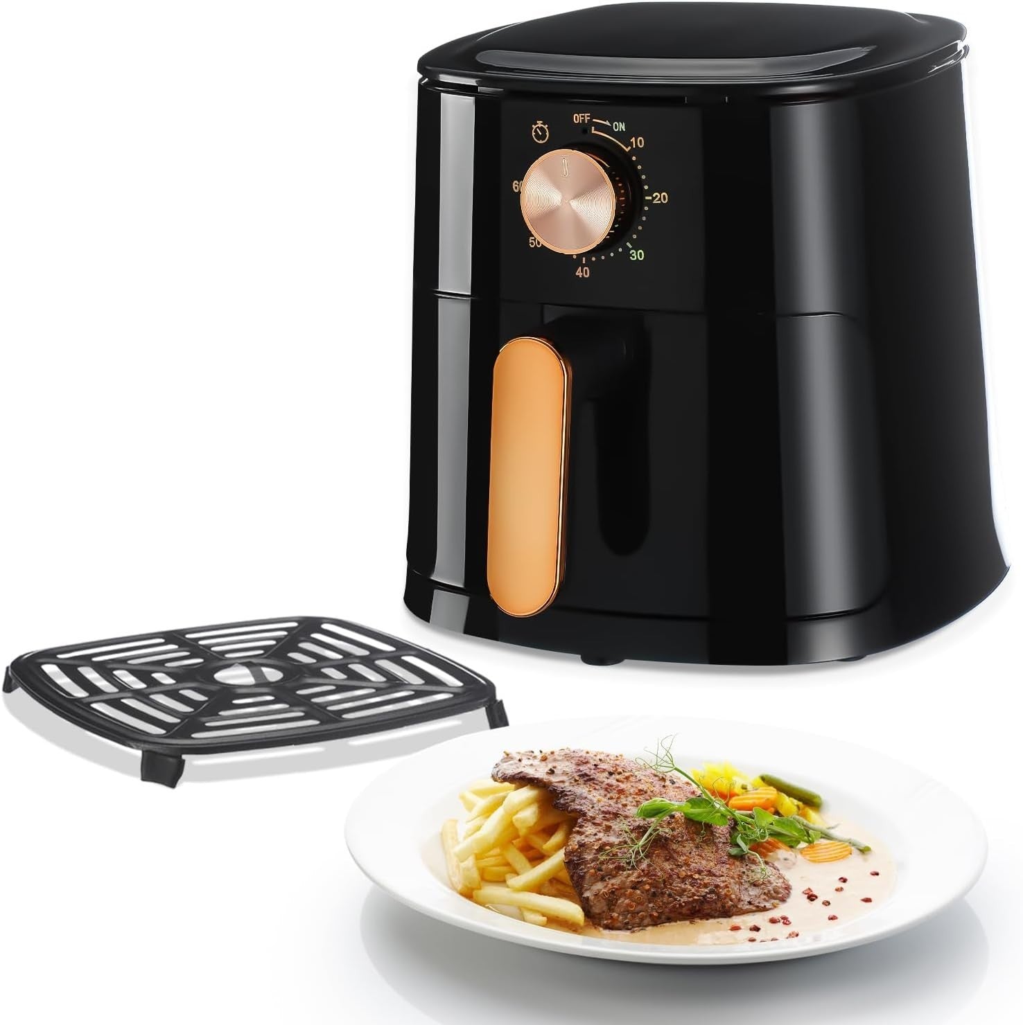 4L Air Fryer 1800W Rapid Air 60min Timer 200°C 9in1 Knob Dishwasher Safe