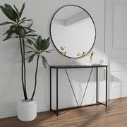 Slim Modern Console Table with Metal Frame & Display Shelf, 100cm