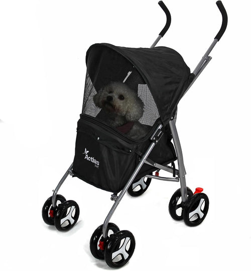 Pet Travel Stroller Dog Cat Pushchair Waterproof Foldable 4 Wheel Black
