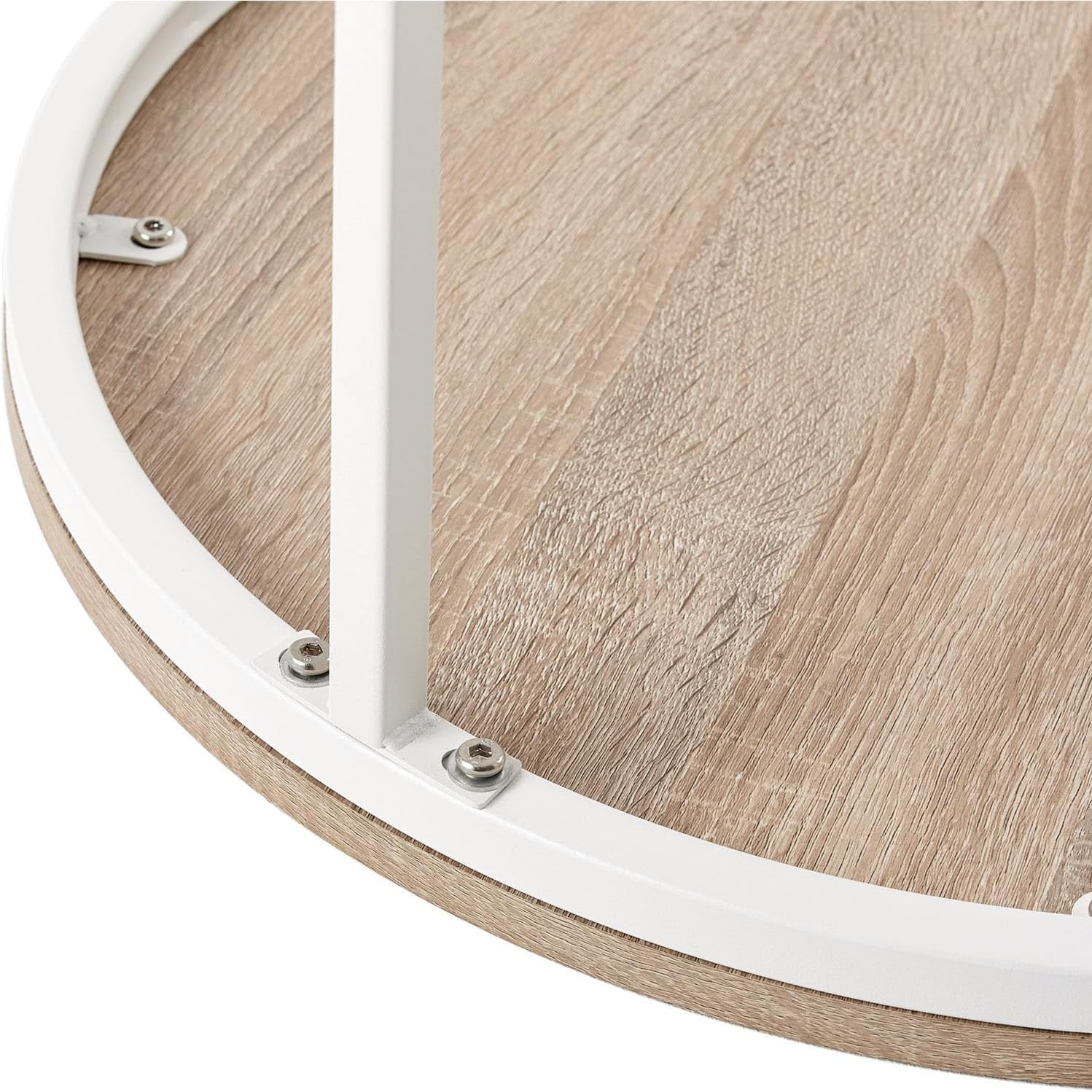 Space Saving Nesting Coffee Table Set Round White Oak End Side Tables Living Roo